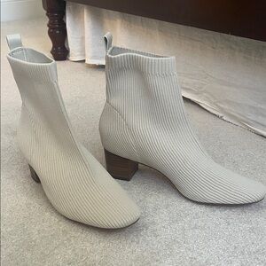 Joie Ribbed Cream Ankle Booties